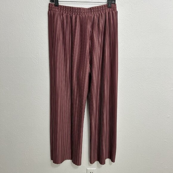 Marc New York Rose Pink Ribbed Accordion Pleated Pants Wide Leg Pull On Size S - Picture 5 of 10
